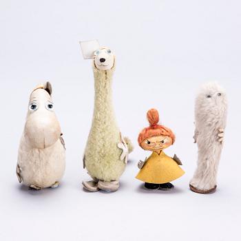 MUMINFIGURER, 4 st, Atelier Fauni, Finland, 1950-60-tal.