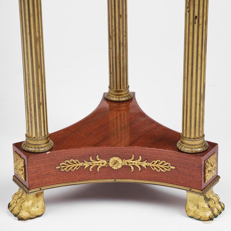 An Empire-style mahogany table with a pietre dure, micromosaic and specimen marble top, mid 19th century.