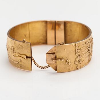 Björn Weckström, A one-of-a-kind 14K gold bracelet "Relief ". Lapponia 1965. Signed BW 65.