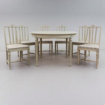 MATGRUPP, 7 delar, gustaviansk stil, 1900-talets andra hälft.