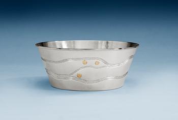 A Rolf Karlsson sterling bowl with dots of gold, Grillby 1988.