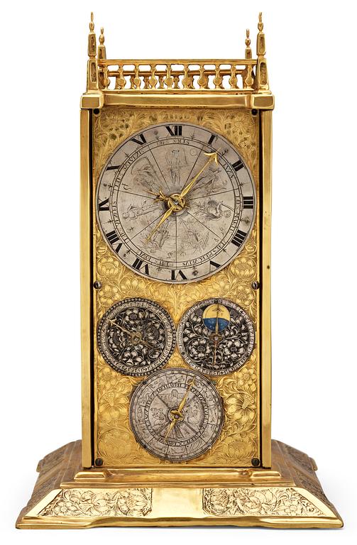 A German 17th Century table clock signed "Elias Kreidtmaier inn Fridberg" (Elias Kreitmayr I born 1639).