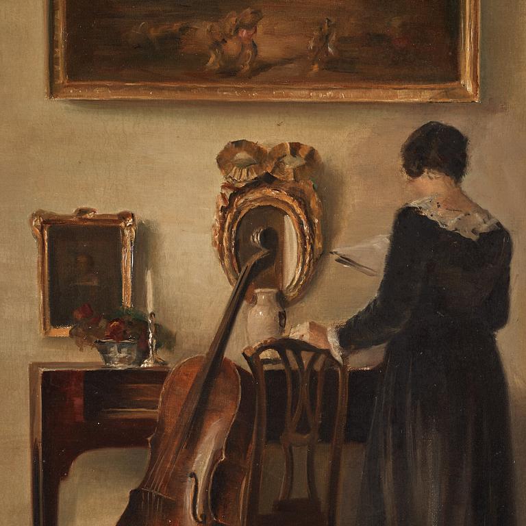 Carl Holsoe, Interior with woman and cello.