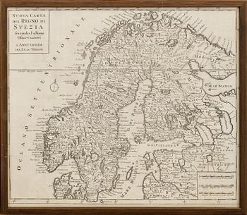 KARTA, Sverige, Isac Tirion, ca 1740.