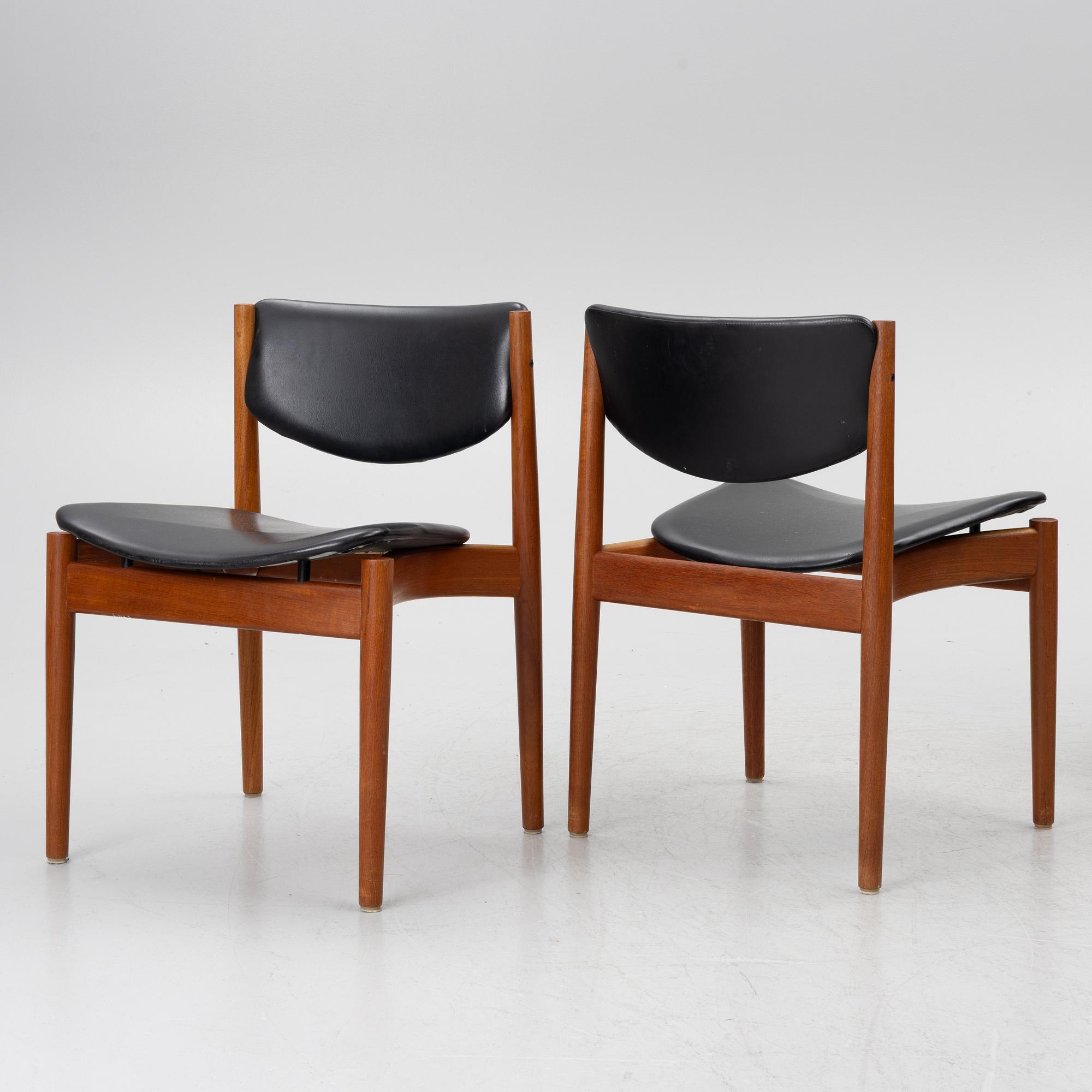 Finn Juhl, Stolar, 4 st, modell 197, France and Søn, Danmark, 1950-tal.