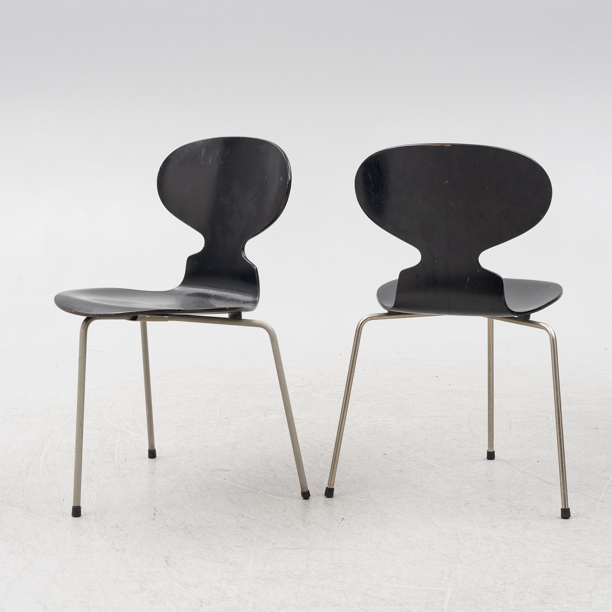 Arne Jacobsen, chairs, 4 pcs, "Ant", Fritz Hansen, Denmark, second half of the 20th century.