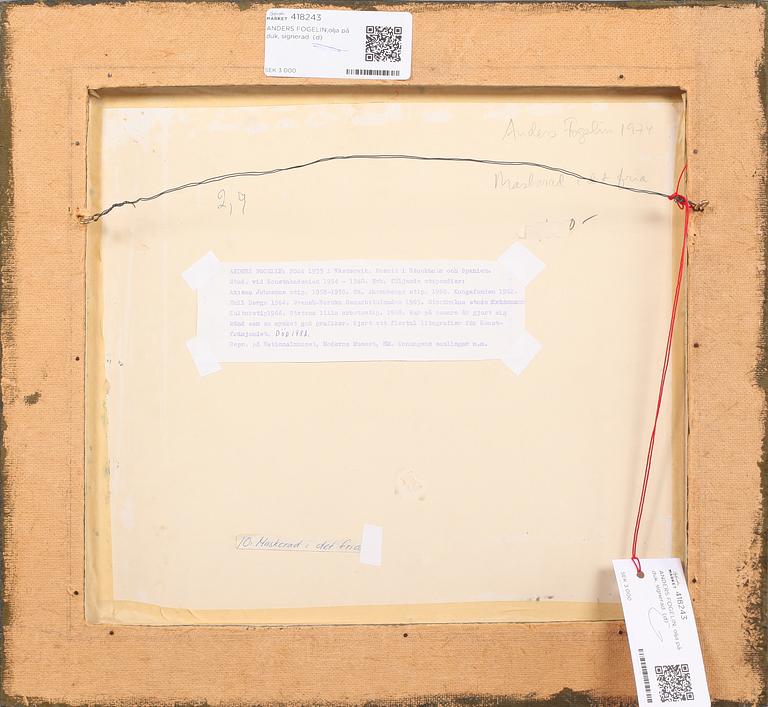 ANDERS FOGELIN, olja på duk, signerad.