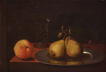 711. Axel Johan Fägerplan, Still life with glas, fruits and a plate.