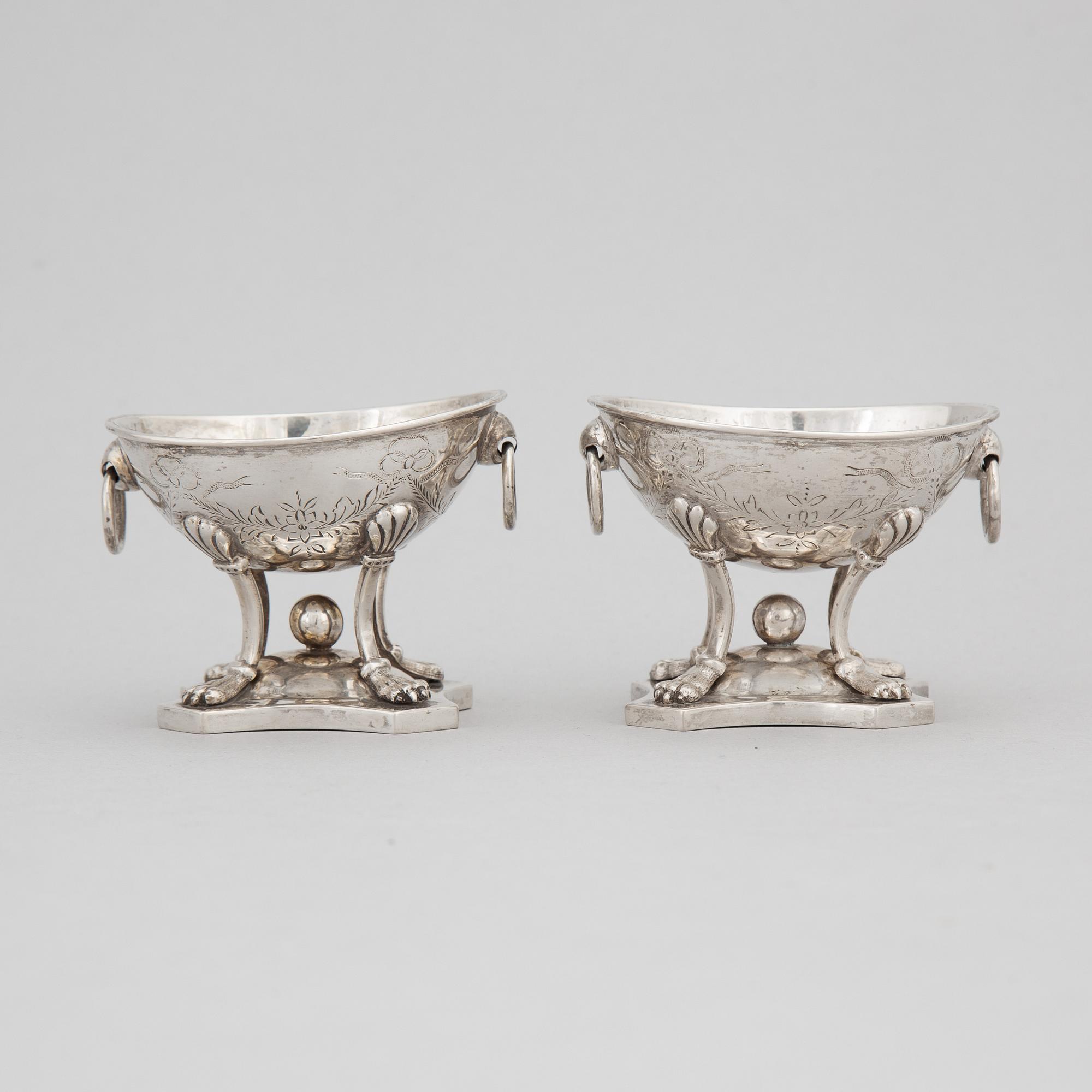 A pair of Danish Silver Salt Cellars, mark of Assay Master Simon Groth 1895.