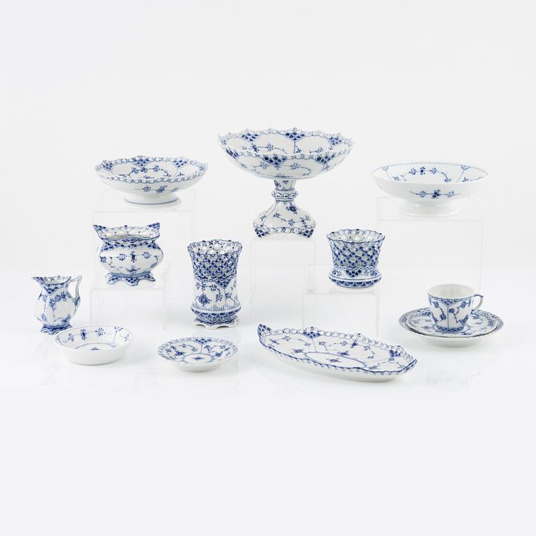 A coffee service, porcelain, 35 pieces, "Musselmalet", mostly full-lace, Royal Copenhagen, Denmark.
