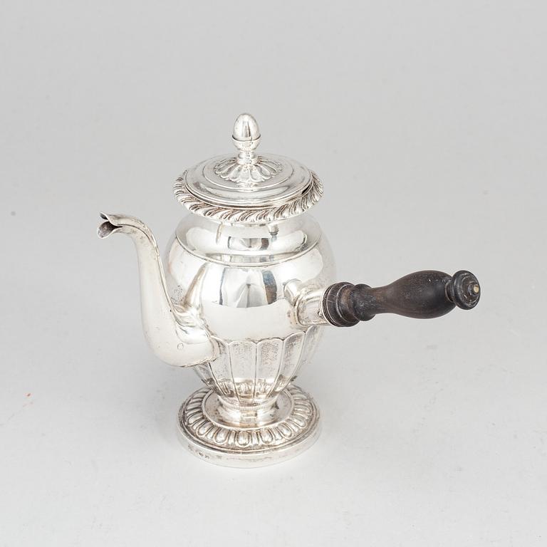 A Swedish 19th century silver coffee-pot, mark of Gustaf Mollenborg, Stockholm 1844.