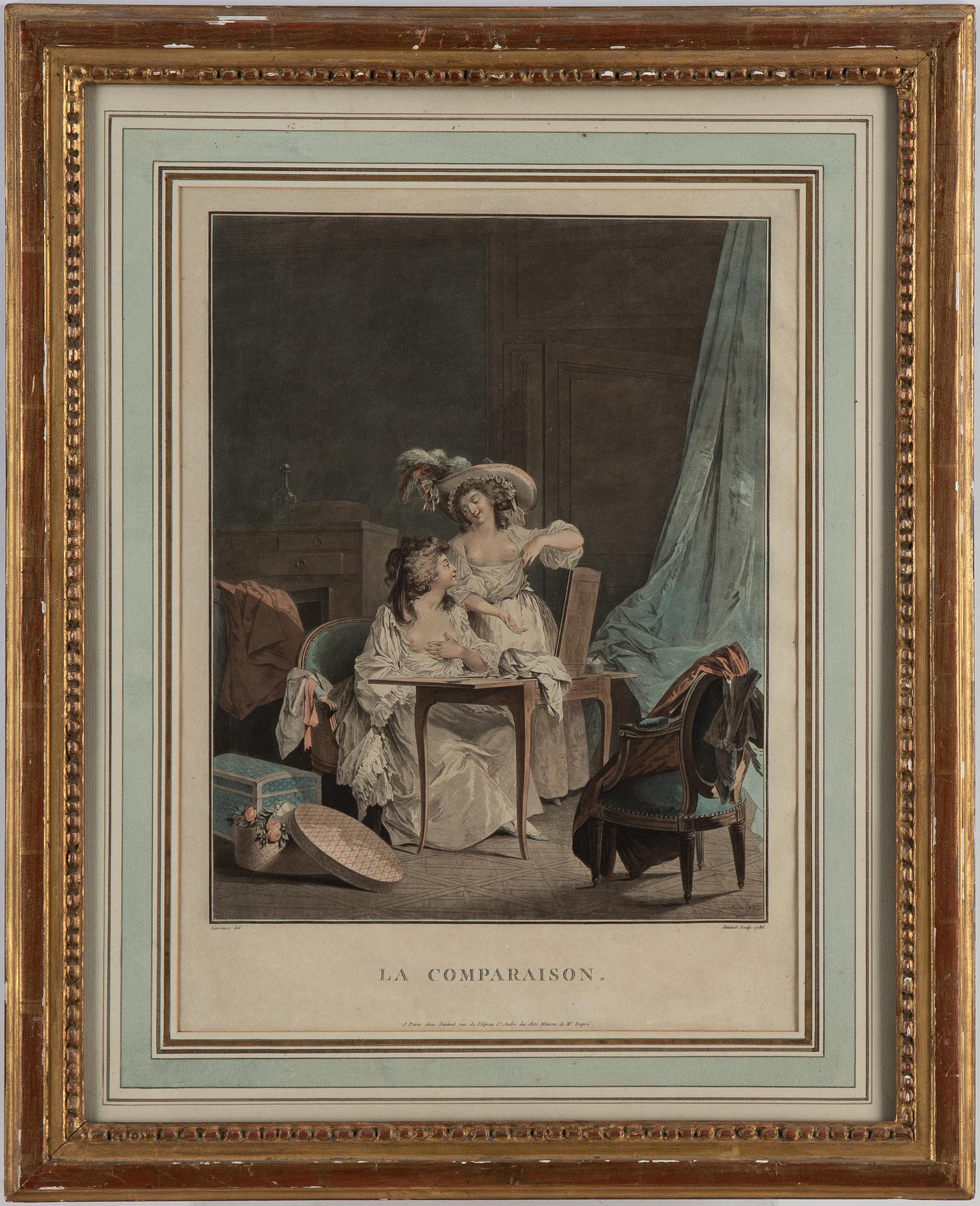 Niclas Lafrensen d.y., efter. Gravör Jean Francois Janinet. Tre färggravyrer, bildstl 35,5 x 28 cm vardera.