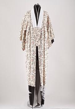 KIMONO OCH JACKA, 4 delar, siden, 1900-tal.