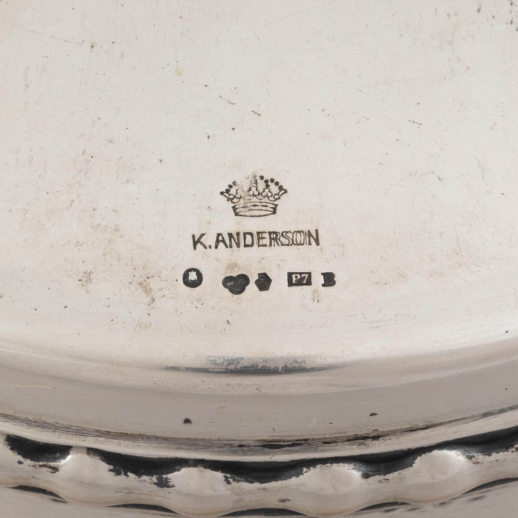 A silver bowl and dish, K Anderson Stockholm 1917.