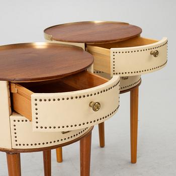 Bedside tables, a pair, Halvdan Pettersson’s furniture factory, Tibro, mid-20th century.
