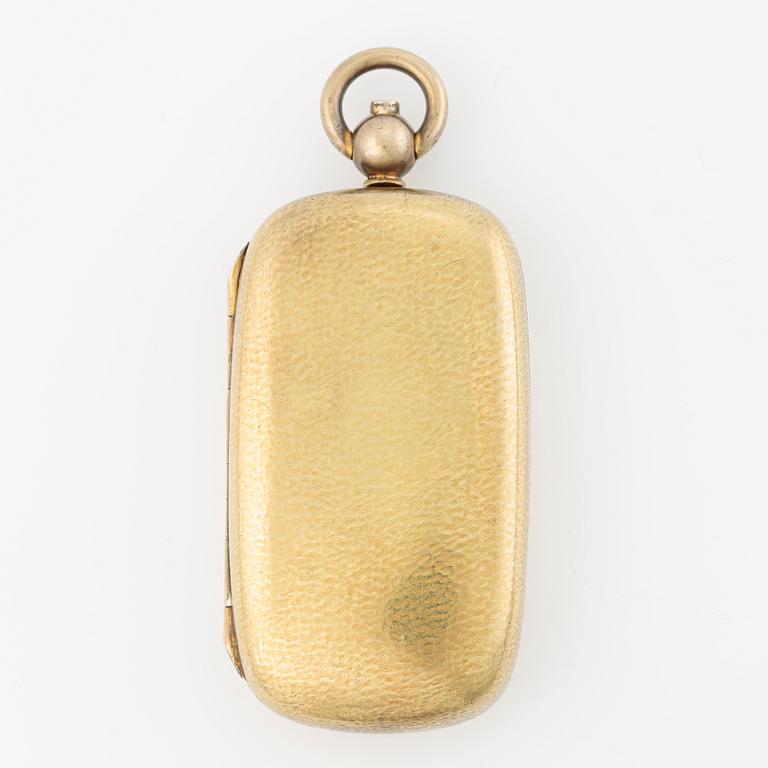 Pendant in gilded silver with two gold coins, 20 kr Oscar II 1875 and 5 rubles Nicholas II 1900.