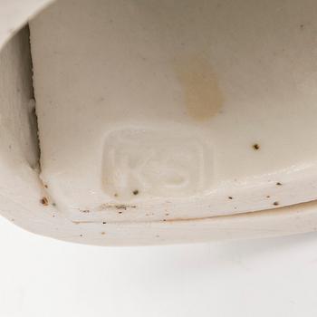 Kyllikki Salmenhaara, a 'winding' stoneware sculpture signed KS.