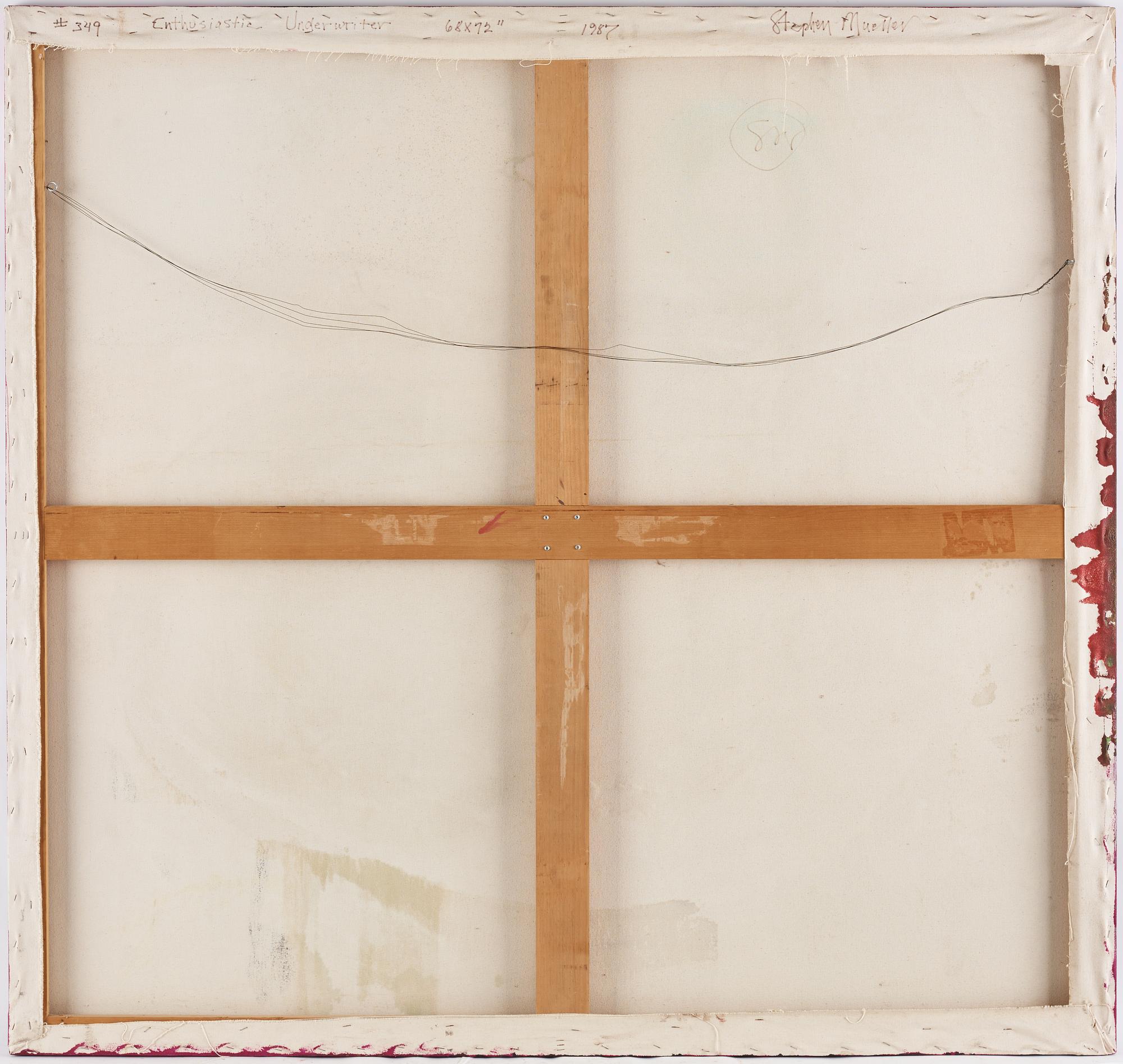 Stephen Mueller, signerad och daterad 1987 a tergo. Akryl på duk.