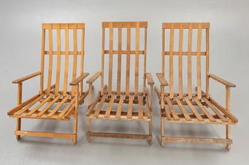 Three second half of 20th century deck chairs by Børge Mogensen for A/S Søborg, Denmark.