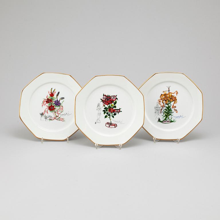 Twelve porcelain plates by Salvador Dali for Royal Copenhagen, Denmark, 1980s.