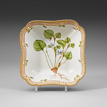 1373. A pillow shaped Royal Copenhagen 'Flora Danica' bowl, Denmark, 20th Century.