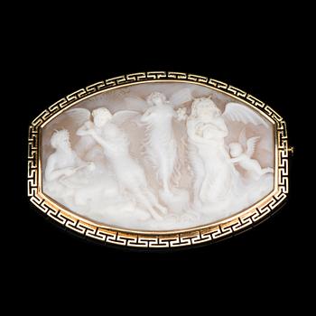 A BROOCH, cameo, 14K gold. A. Tillander, Helsinki Finland 1950.