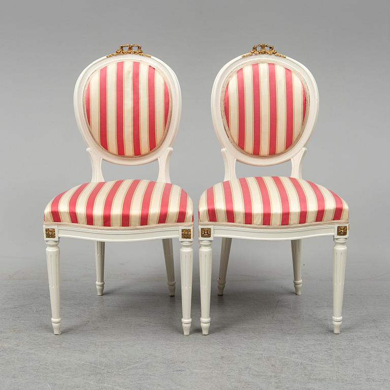 A set of 12 Swedish chairs, gustavian style, for NK (Nordiska Kompaniet), mid 20th century.