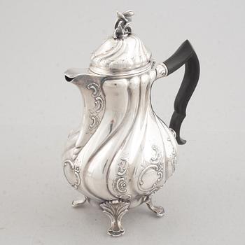 A Three Piece Silver Coffee Service, including mark of CG Hallberg, Stockholm 1961.