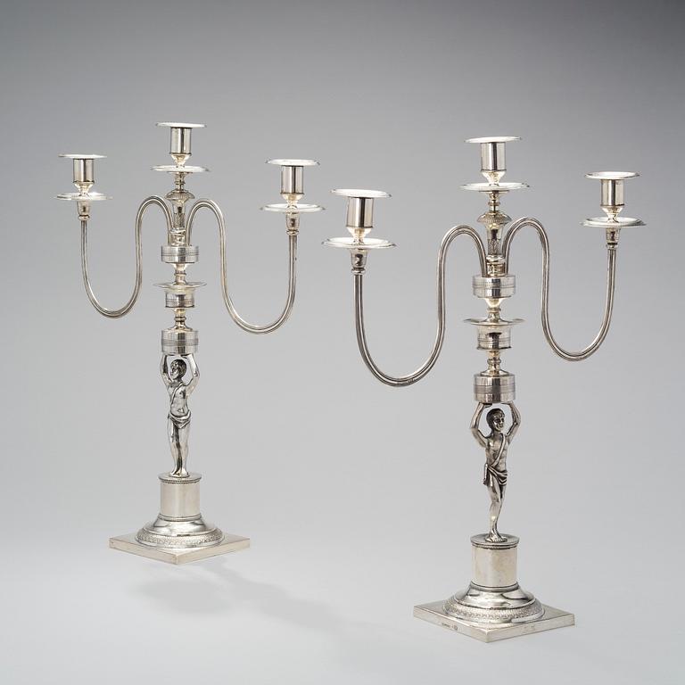 A PAIR OF CANDELABRAS, silver, Poland, Poznan Ahlgreen 1786-1832, total weight 3008 g.