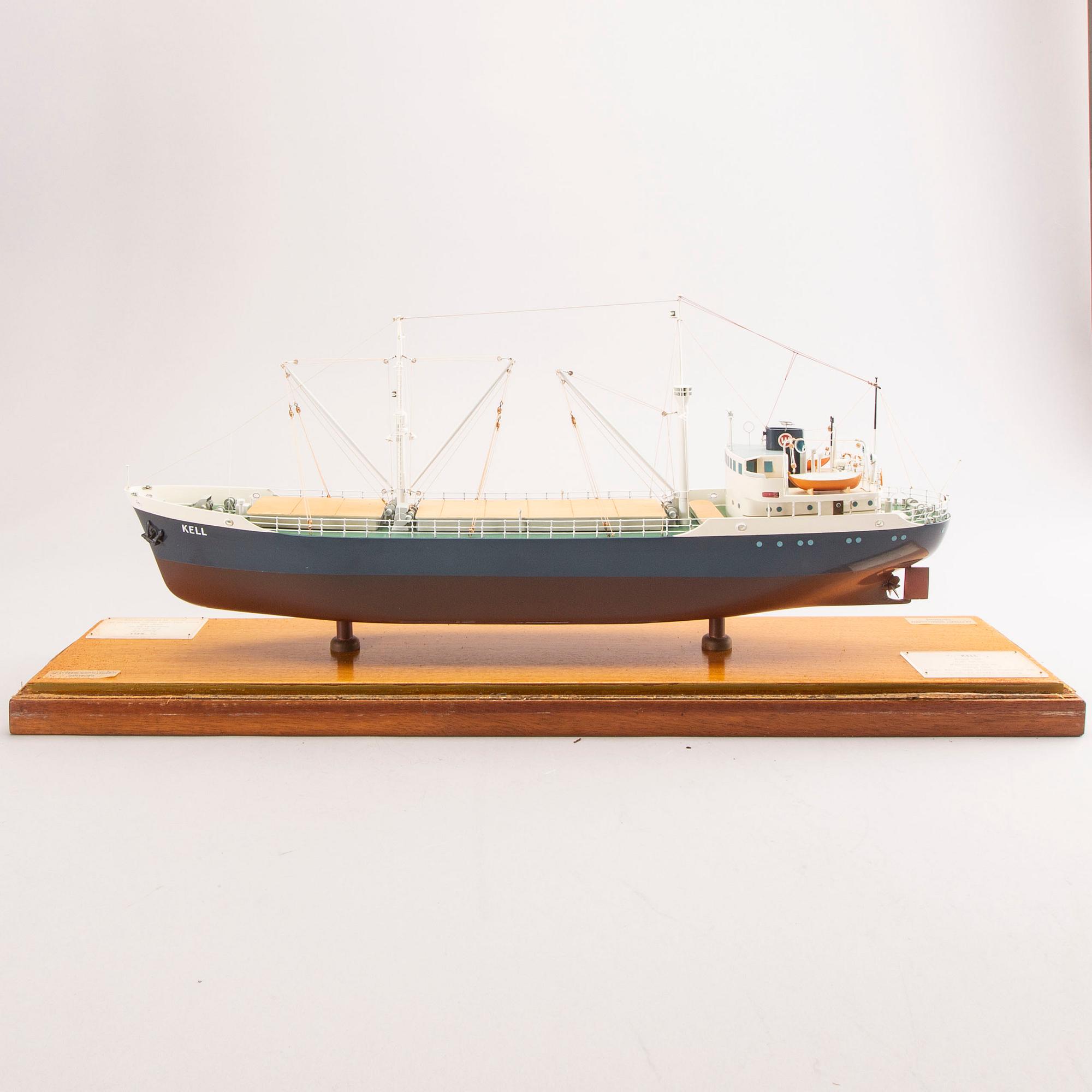 A ship model, M/S Kell, launched 1948.