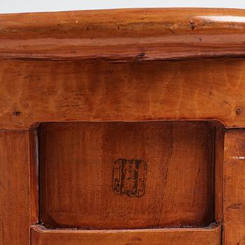 A pair of hardwood chairs,  Qing dynasty, 19th Century. Seal mark to reverse of back.