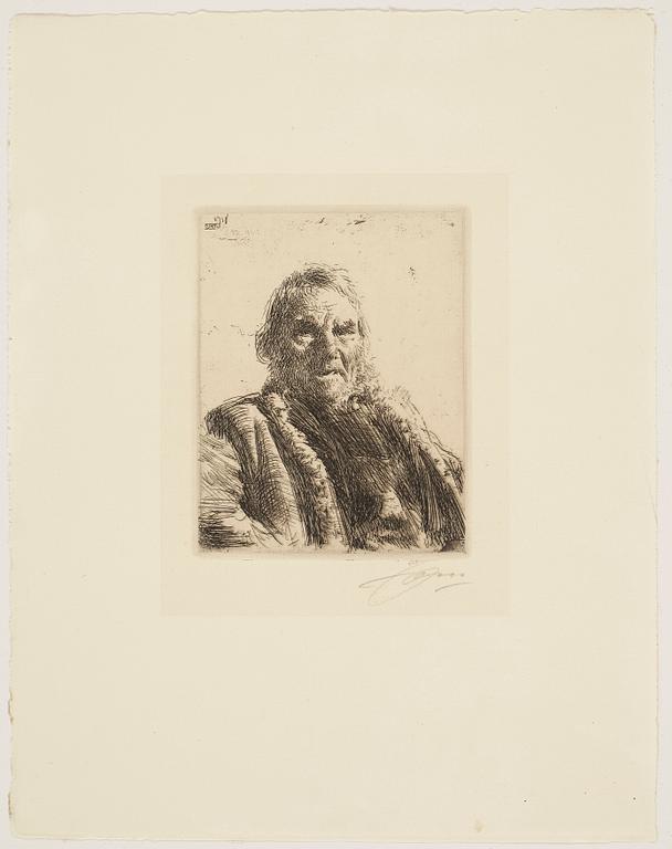 ANDERS ZORN, etsning, signerad med blyerts. Utförd 1911.