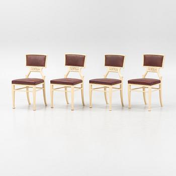 Ferdinand Boberg, a set of four Art Nouveau chairs, Sweden, circa 1900.
