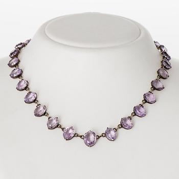 COLLIER, fasettslipade ametister, silver. Sverige.
