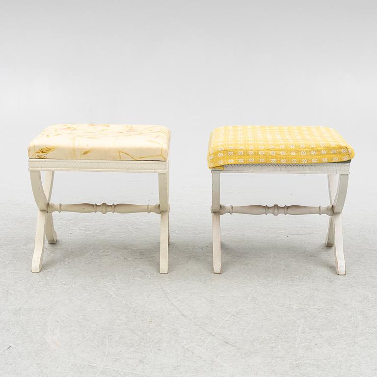 Stools, a pair, Gustavian style, first half of the 20th century.