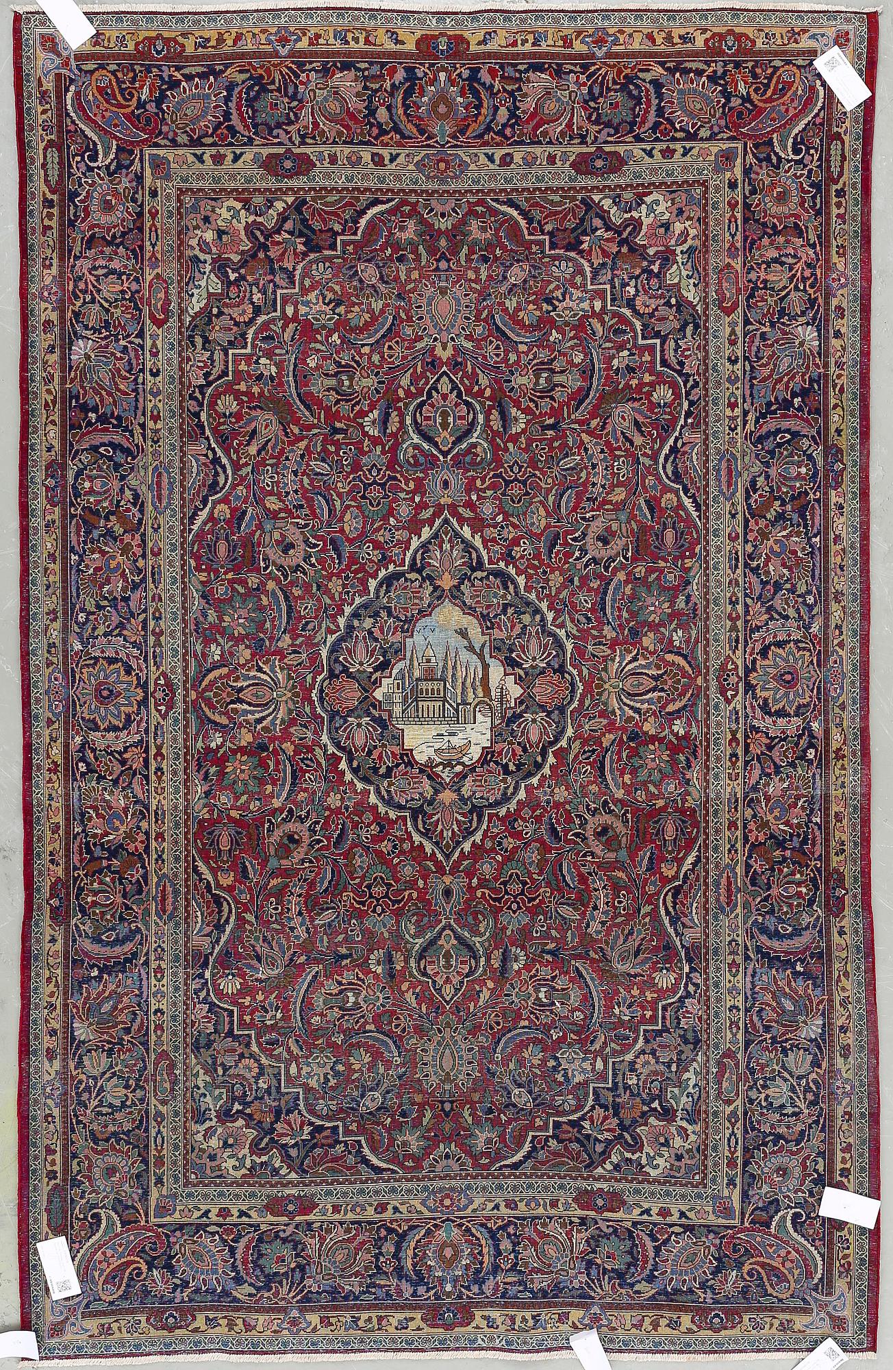 MATTA, Keshan, part silk, figural, ca 205x132cm.