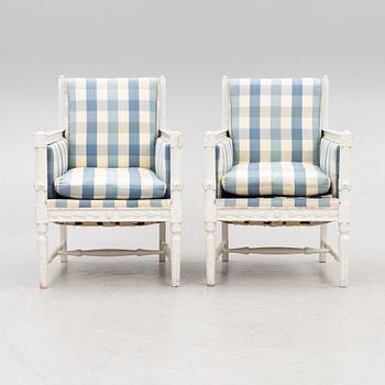 A pair of Gustavian style chairs, late 19th century.