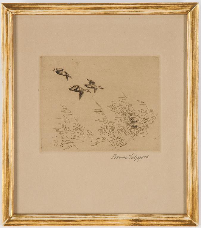 Bruno Liljefors, etching, signerad.