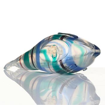 Tyra Lundgren, skulptur, "Pesce a Fasce di Colori", modell 2603, glas, Venini, Murano, Italien, sannolikt utförd under tidigt 1950-tal.