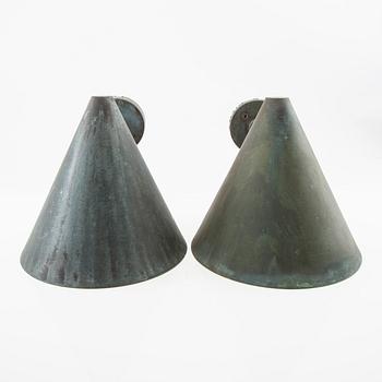 Hans-Agne Jakobsson, wall lamps/Outdoor lighting 1 pair "The Funnel" Markaryd, late 20th century.