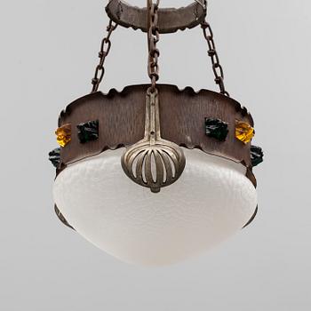 An Art Nouveau ceiling light, early 20th century.