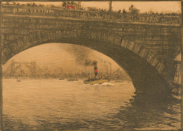 Louis Sparre, partly handcoloured litograph, signed and dated 1910. Dedication.