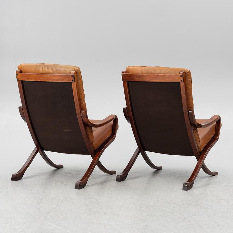 Armchairs, a pair, Göte Möbel, Nässjö, late 20th century.