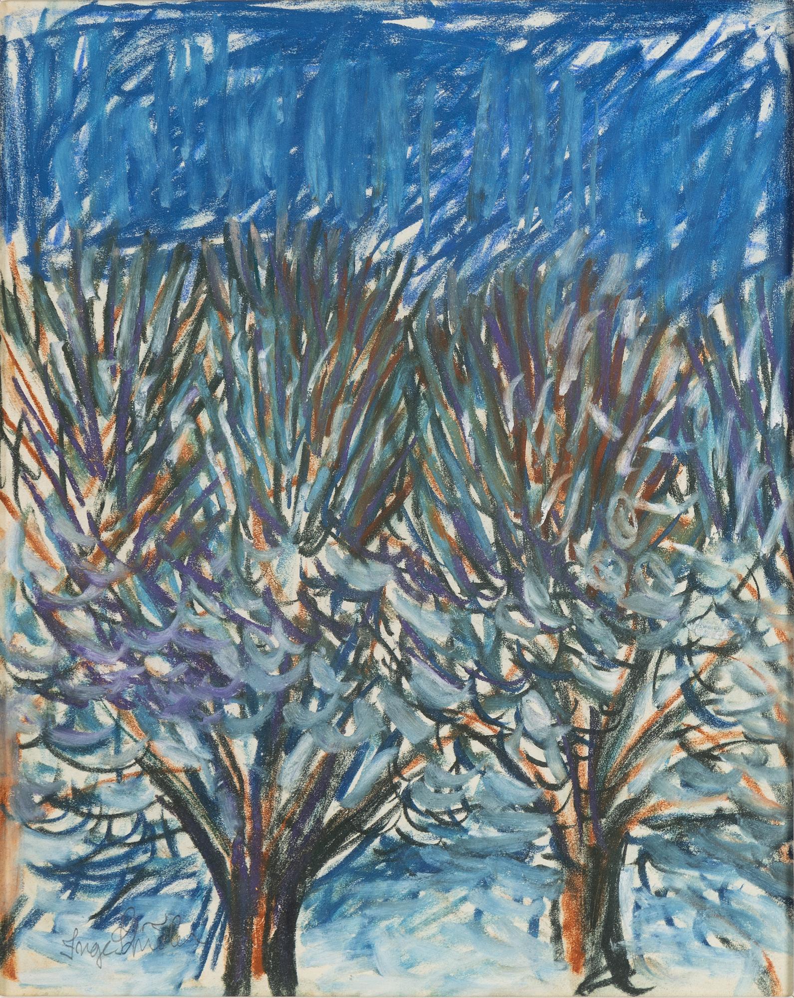 Inge Schiöler, pastel on paper, signed.