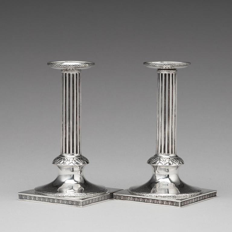A pair of Swedish 18th century silver candlesticks, mark of Mikael Nyberg, Stockholm 1792.