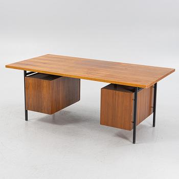 Florence Knoll, a model 590-036 walnut-veneered desk, by Nordiska Kompaniet in Sweden for Knoll International, 1962.