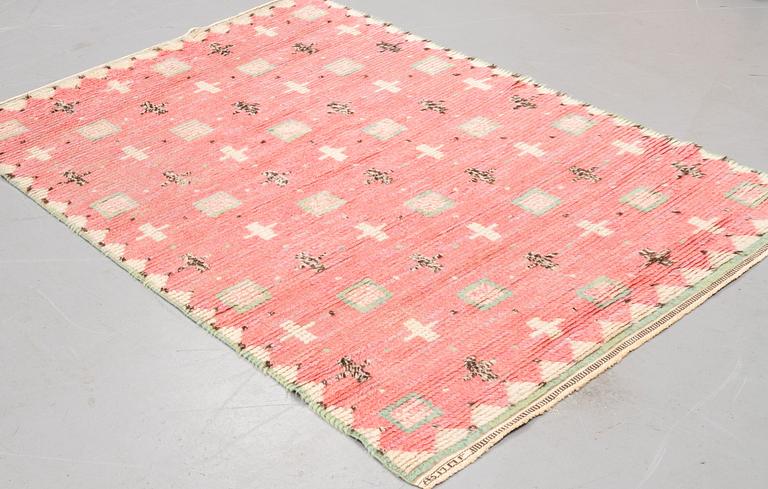 Barbro Nilsson, a carpet, "Rödlock", knotted pile, ca 218,5 x 154 cm, signed AB MMF BN.