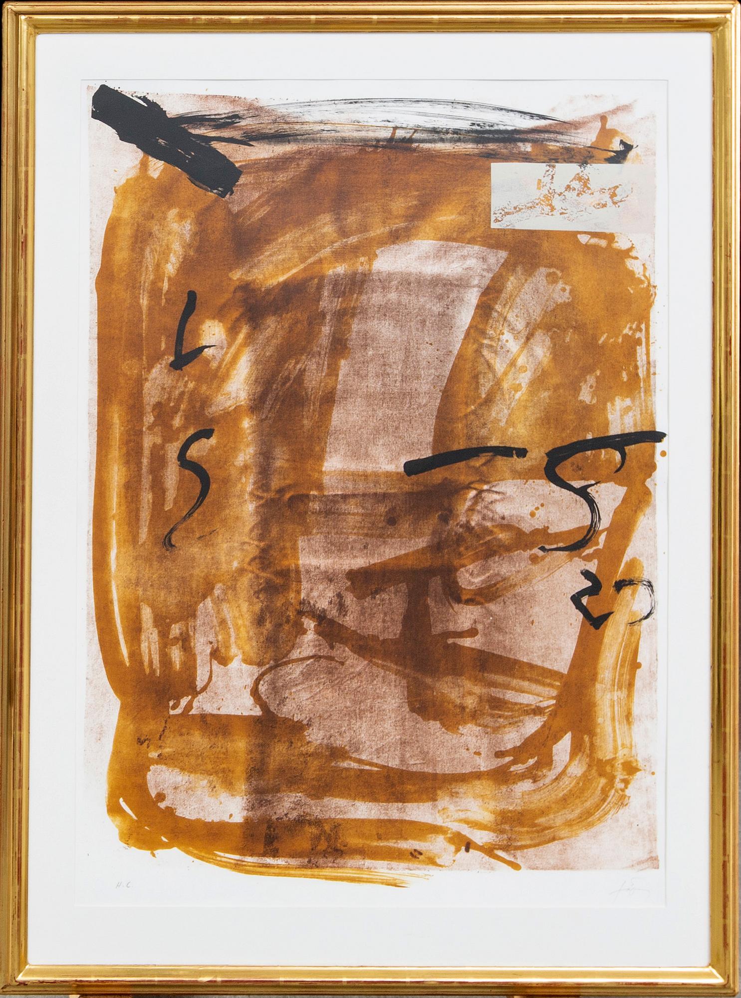 Antoni Tàpies, color lithograph signed and no. HC. Edited by Maeght Paris.