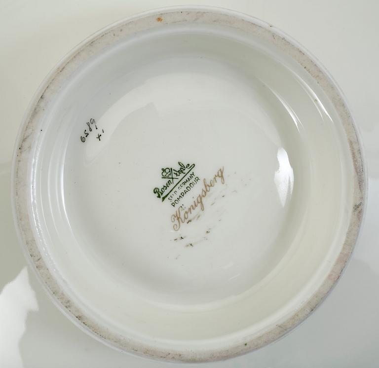 SKÅL på FOT samt FAT, porslin, "Pompadour", Rosenthal, Königsberg, Tyskland, 1900-talets mitt.