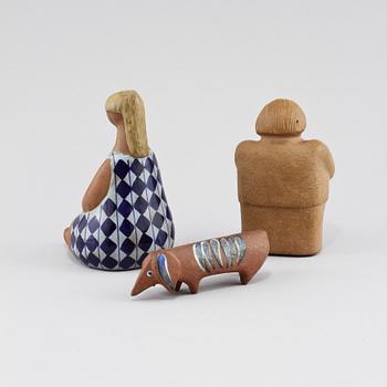 FIGURINER, 3 st, stengods, Lisa Larson, 1900-talets andra hälft.